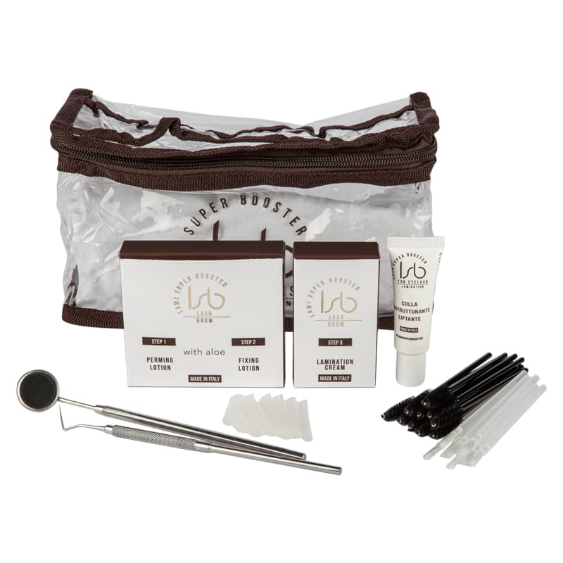 Lami Super Booster Lash Lift and brow lamination kit contains everything needed for the treatments.