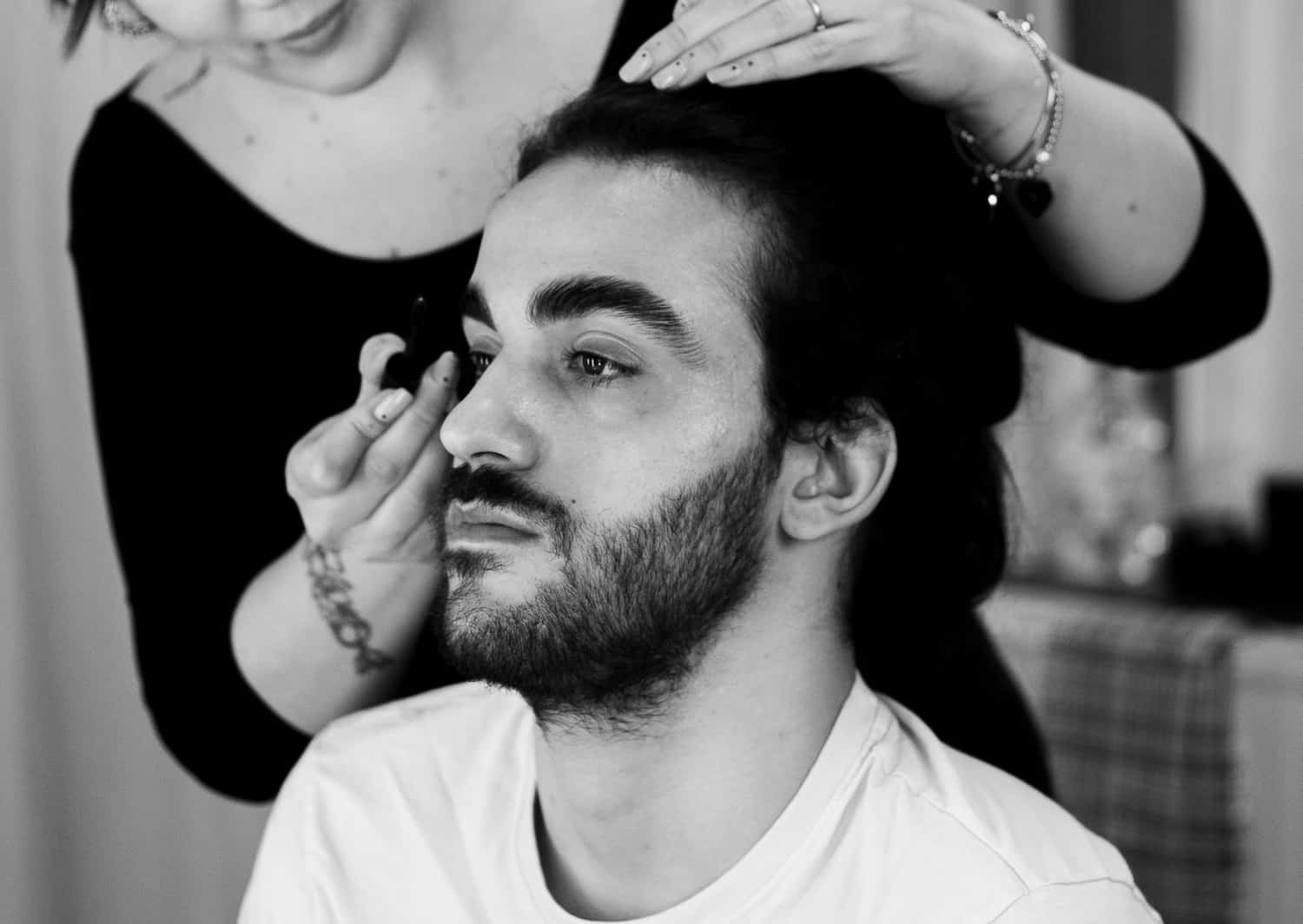 Brow lamination on a man using Lami Super Booster products