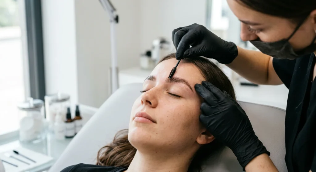 Primo piano laminazione sopracciglia