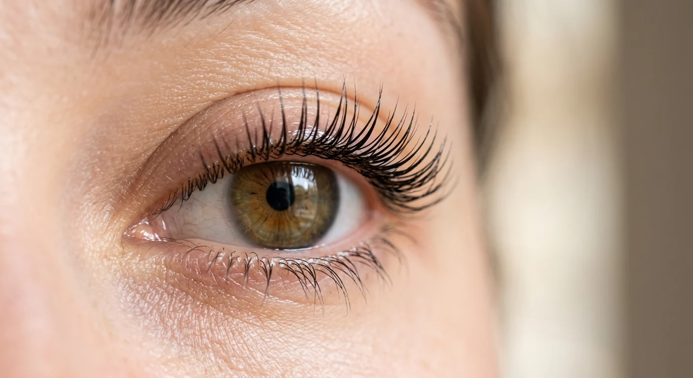 Healthy lifted eyelashes closeup