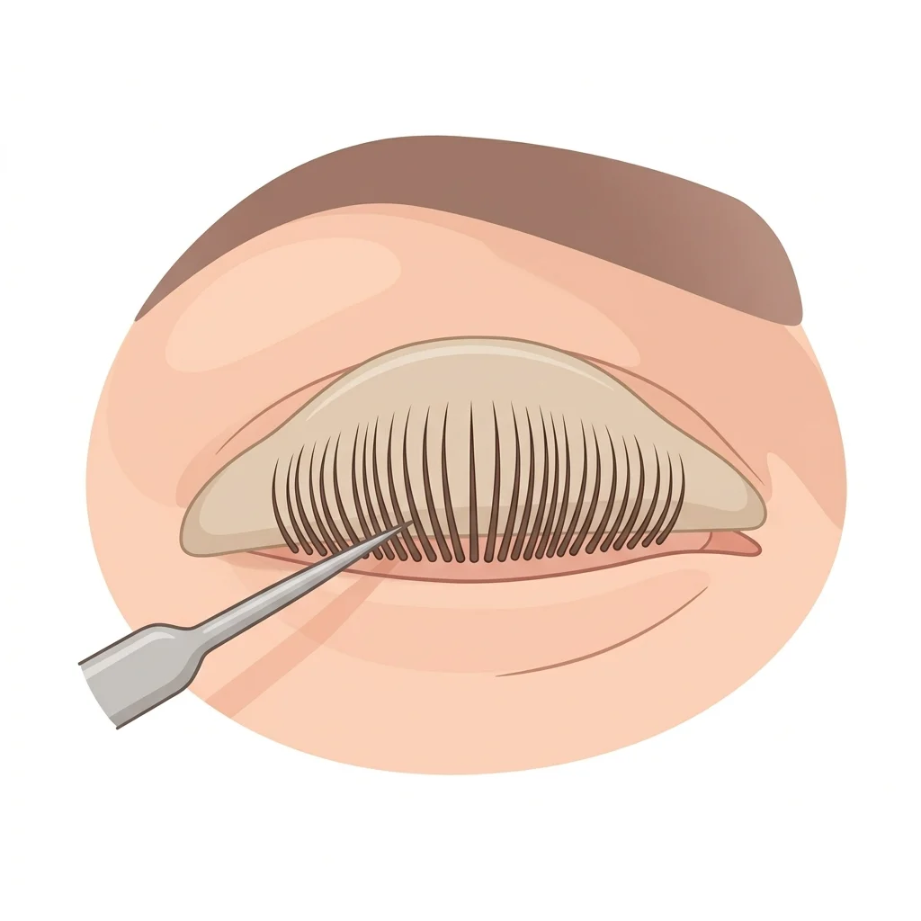 Lashes aligned on shield